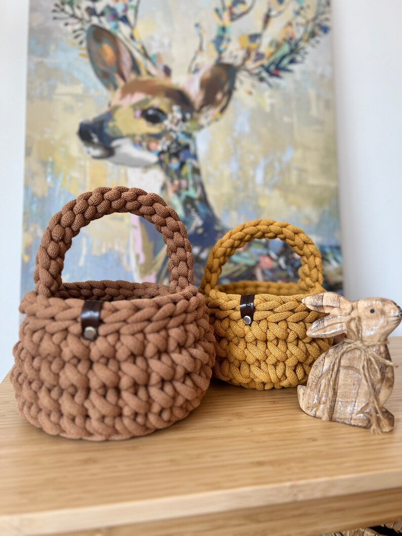 Video instructions Crochet your Easter basket or basket with handle with Iraqnithome / storage basket instructions image 5