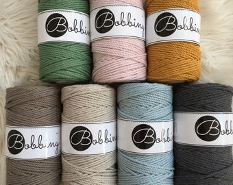 3 mm 3 PLY Bobbiny macramé, katoenen koord, drievoudig gedraaid, beste kwaliteit, macramé