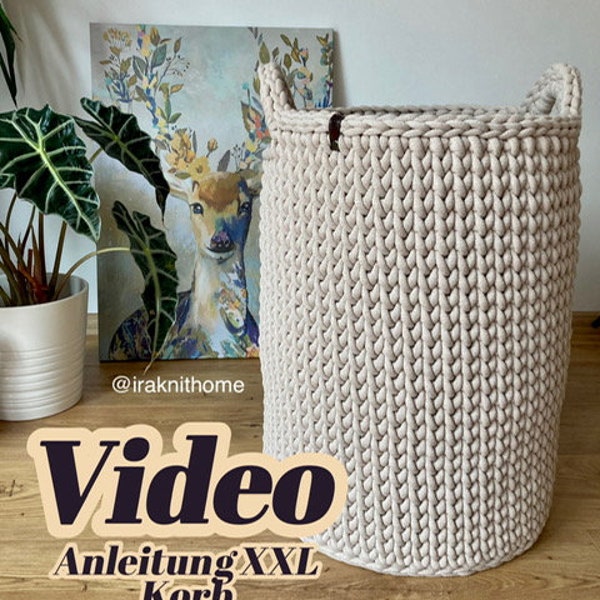 Instructions vidéo « Panier à linge au crochet XXL avec Iraqnithome », instructions pour le panier de rangement XXL