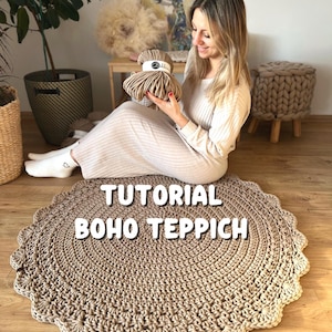 Video tutorial for a boho rug (in German) | Boho rug tutorial | Crochet your own boho rug