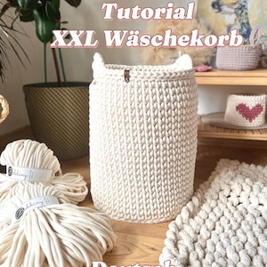 Instrukcje wideo „Kosz na bieliznę XXL na szydełku z Iraqnithome”, instrukcje dotyczące kosza do przechowywania XXL