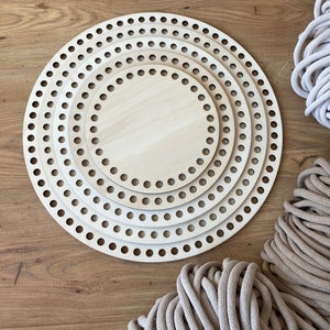 Round wooden shelves for 9 mm braided cord from Bobbiny, XXL baskets, hole diameter 10 mm