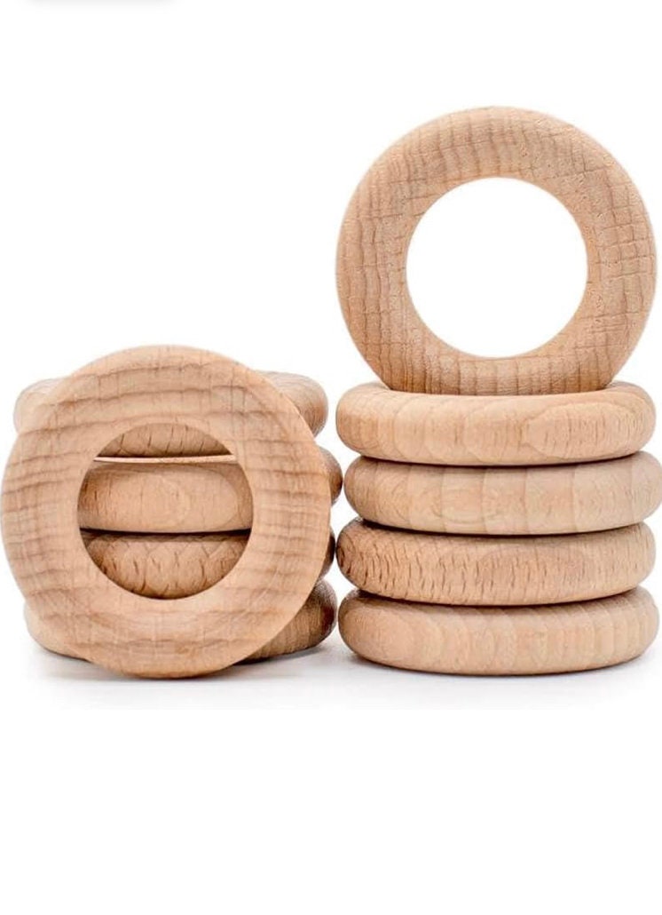Wooden Rings 40 Mm Round Teether Handrim Nature 40mm Ruby Natural Wooden  Teether 