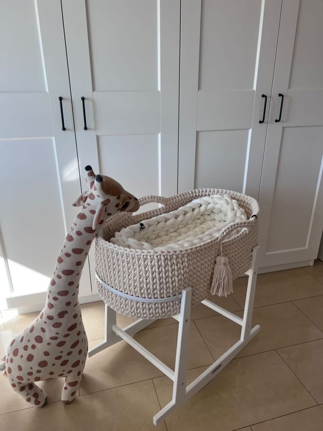 Moses Basket Dolls Baby Photo Props Changing Basket With Two Etsy