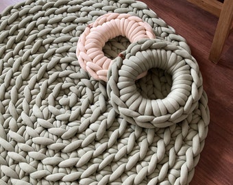 Coarse knitted rug, XXL rug made of maxicotton