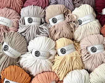Cordón trenzado premium Bobbiny de 5 mm | 100 m | Hilo trenzado para macramé | Cordón trenzado de algodón | Hilo de algodón | Cordón de algodón