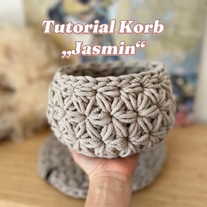 PDF Video Tutorial “Jasmin” Mand Ontwerp door Iraknithome| Zelfstudie mandje | zelf haken | mand opbergmand |