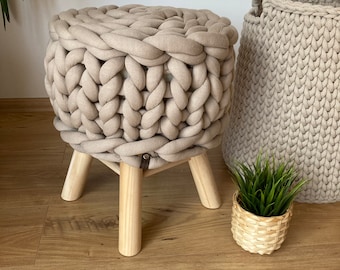 Hocker aus Maxi Cotton, sitzpouf boho, Sitzbank,