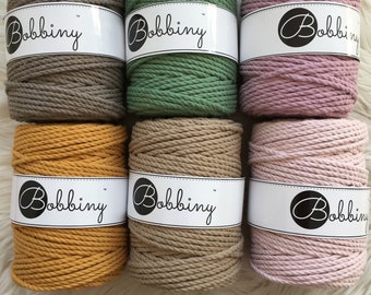 5 mm 3-draads Bobbiny Macramé, natuurlijk macramégaren || 3 mm premium enkelvoudig gedraaid macramékoord || Touw
