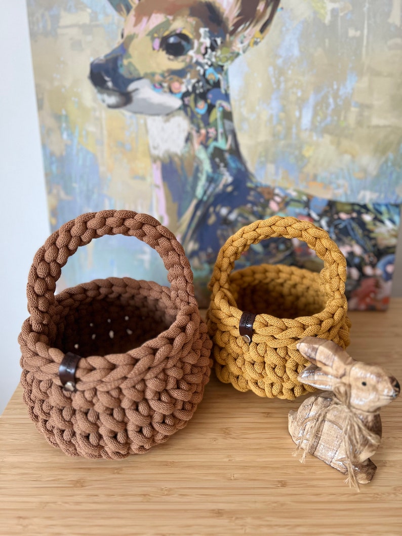 Video instructions Crochet your Easter basket or basket with handle with Iraqnithome / storage basket instructions image 6