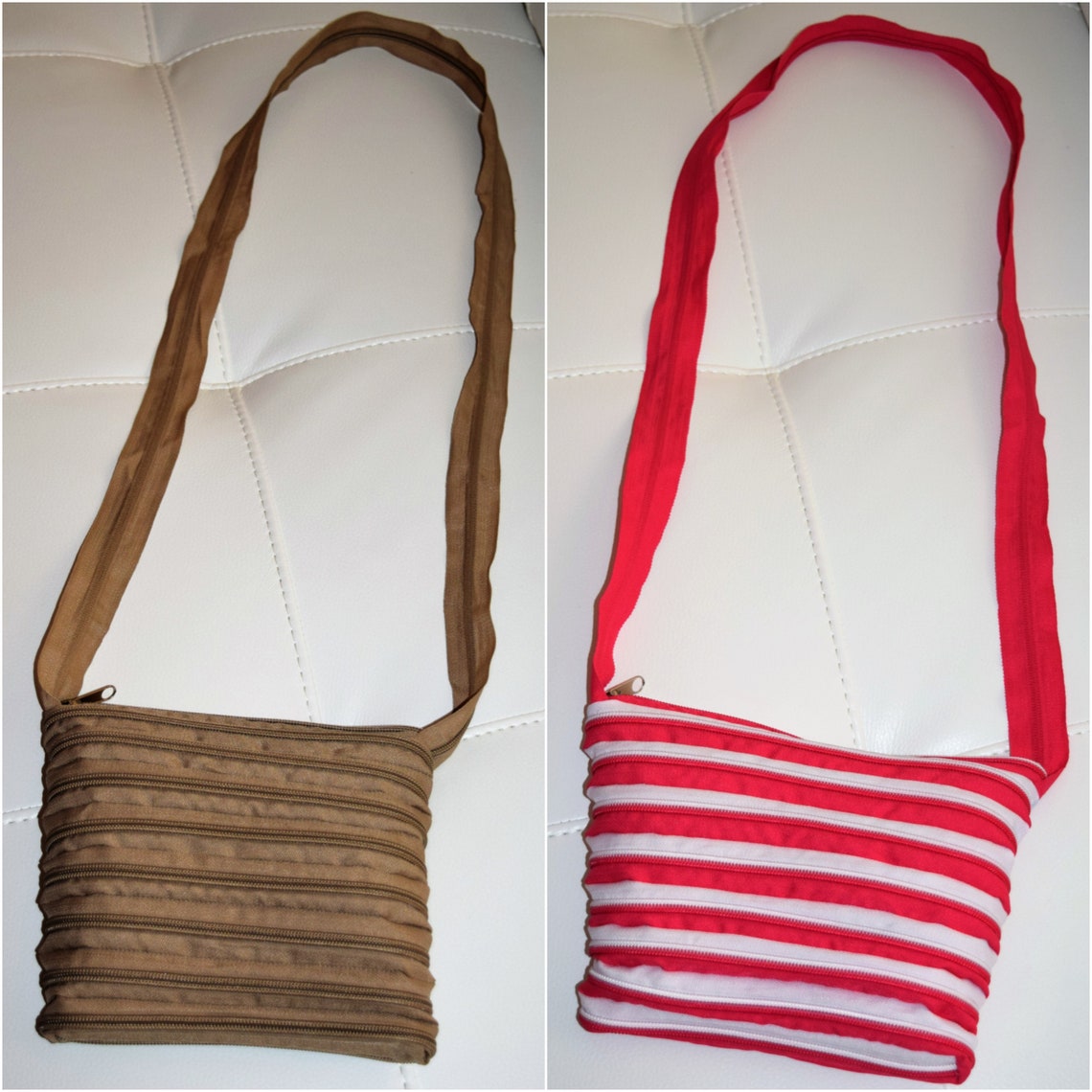 Handcrafted Continuous Zipper Small Shoulder Bag Perfect for Etsy