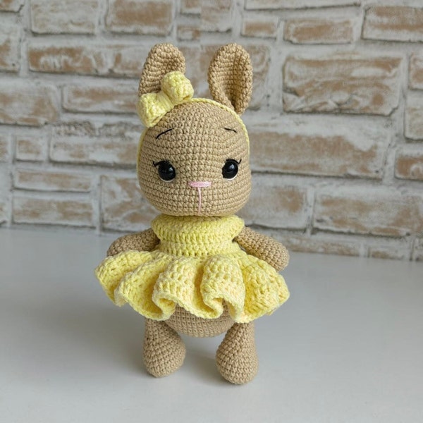 Personalized Crochet Bunny Doll Ballerina bunny doll for baby girl gift, easter bunny, rabbit for sale, knitted animals