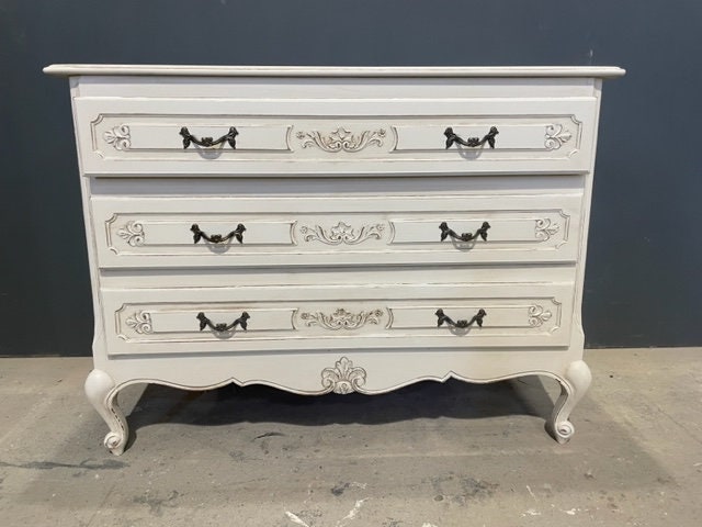 French Chest of Drawers Annie Sloan Old White Chalk Painted Shabby