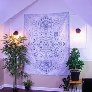 Psychedelic Wall Tapestry  | Sacred Geometry Tapestry | Mandala Wall Art | Psytrance Tapestry | Trippy Tapestry | Wall Tapestry Hippie