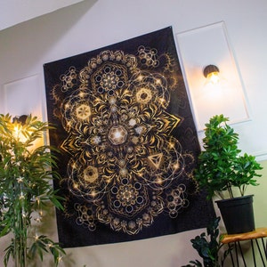 Psychedelic Wall Tapestry  | Sacred Geometry Tapestry | Mandala Wall Art | Psytrance Tapestry | Trippy Tapestry | Wall Tapestry Hippie