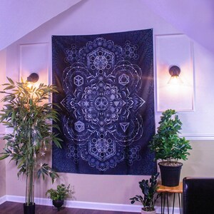 Psychedelic Wall Tapestry  | Sacred Geometry Tapestry | Mandala Wall Art | Psytrance Tapestry | Trippy Tapestry | Wall Tapestry Hippie