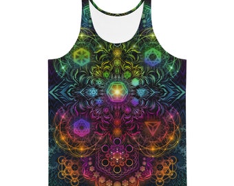 Rave-tanktop Heilige Geometrie: spirituele festivalkleding regenboog