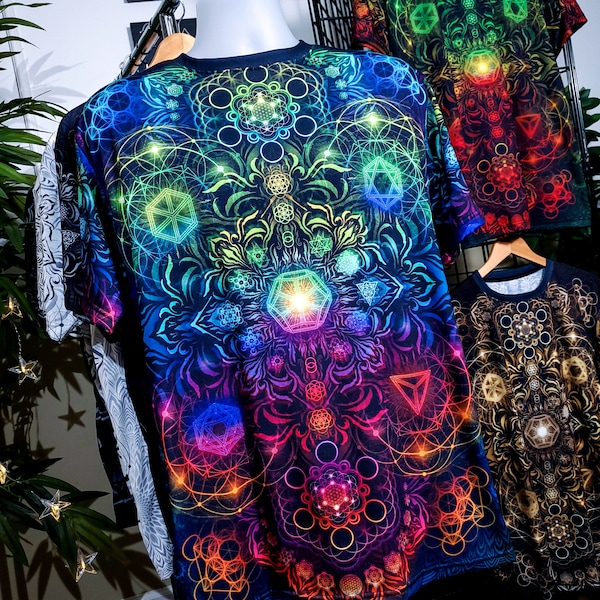 Sacred Geometry T-Shirt • Mens Rave Clothing • Spiritual Clothing • Festival Clothing • EDM Clothing • Psychedelic T Shirt • Trippy Shirt