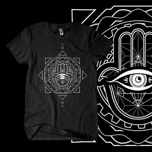 T-shirt grafica Hamsa // T-shirt spirituale // Abbigliamento festival // T-shirt da meditazione // Geometria Sacra // Arte psichedelica // Unisex