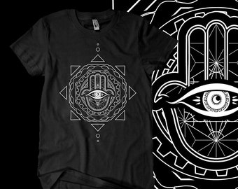 Hamsa Graphic  T-Shirt  // Spiritual T-Shirt // Festival Apparel  // Meditation T-Shirt // Sacred Geometry // Psychedelic Art // Unisex