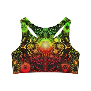 Sacred Geometry Crop Top - Stylish and Spiritual Sports Bra With Intricate Geometric Patterns
