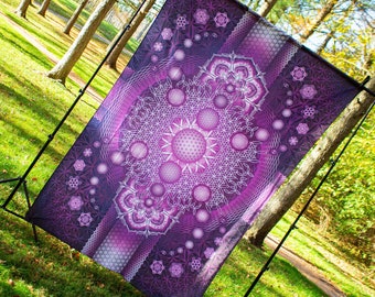 UV-reactief mandalatapijt: psychedelische blacklightkunst (60 x 90 inch)