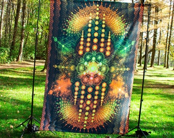 UV Black Light Reactive Sacred Geometry Wall Hanging - Spirituele Wall Art, Psychedelische Achtergrond