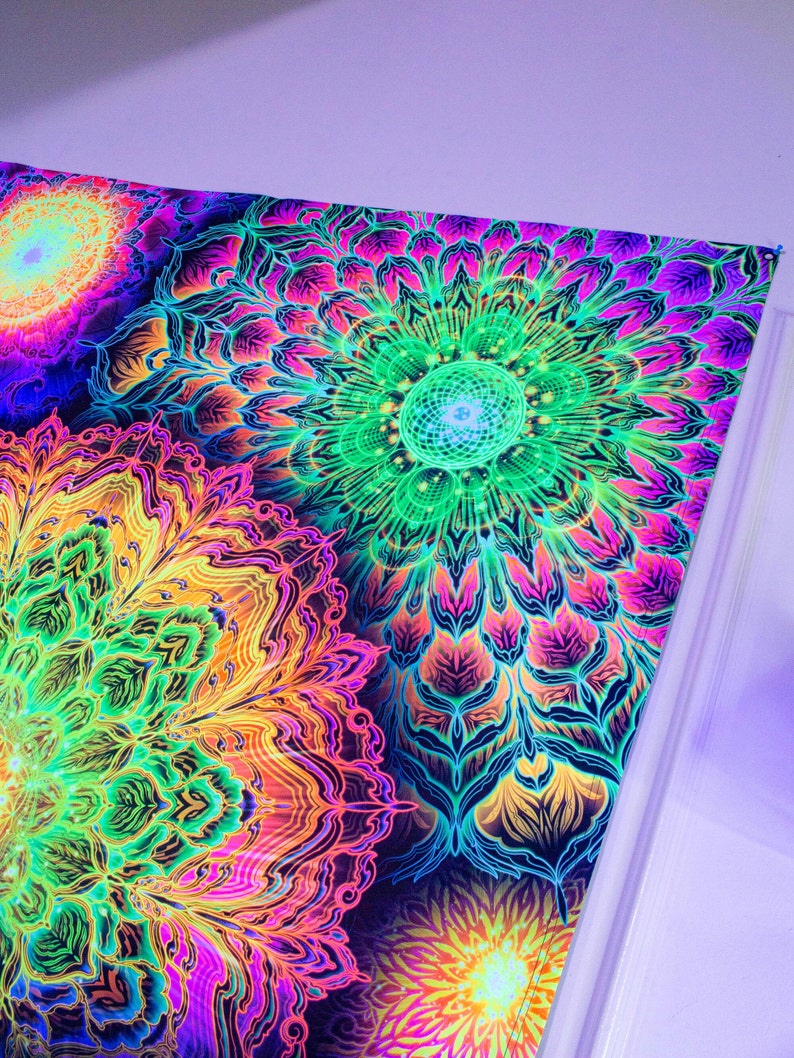 UV Reaktive Wandbehang Mandala Wandkunst Trippy Schwarzlicht Etsy.de