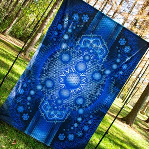 UV-reaktiver Wandbehang mit Heiliger Geometrie, Mandala-Wandkunst für spirituelle Räume