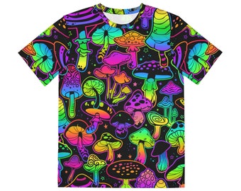 Trippy Mushroom Galaxy-T-shirt: psychedelische rave EDM-kleding