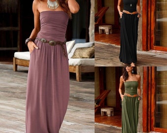 summer bandeau maxi dress