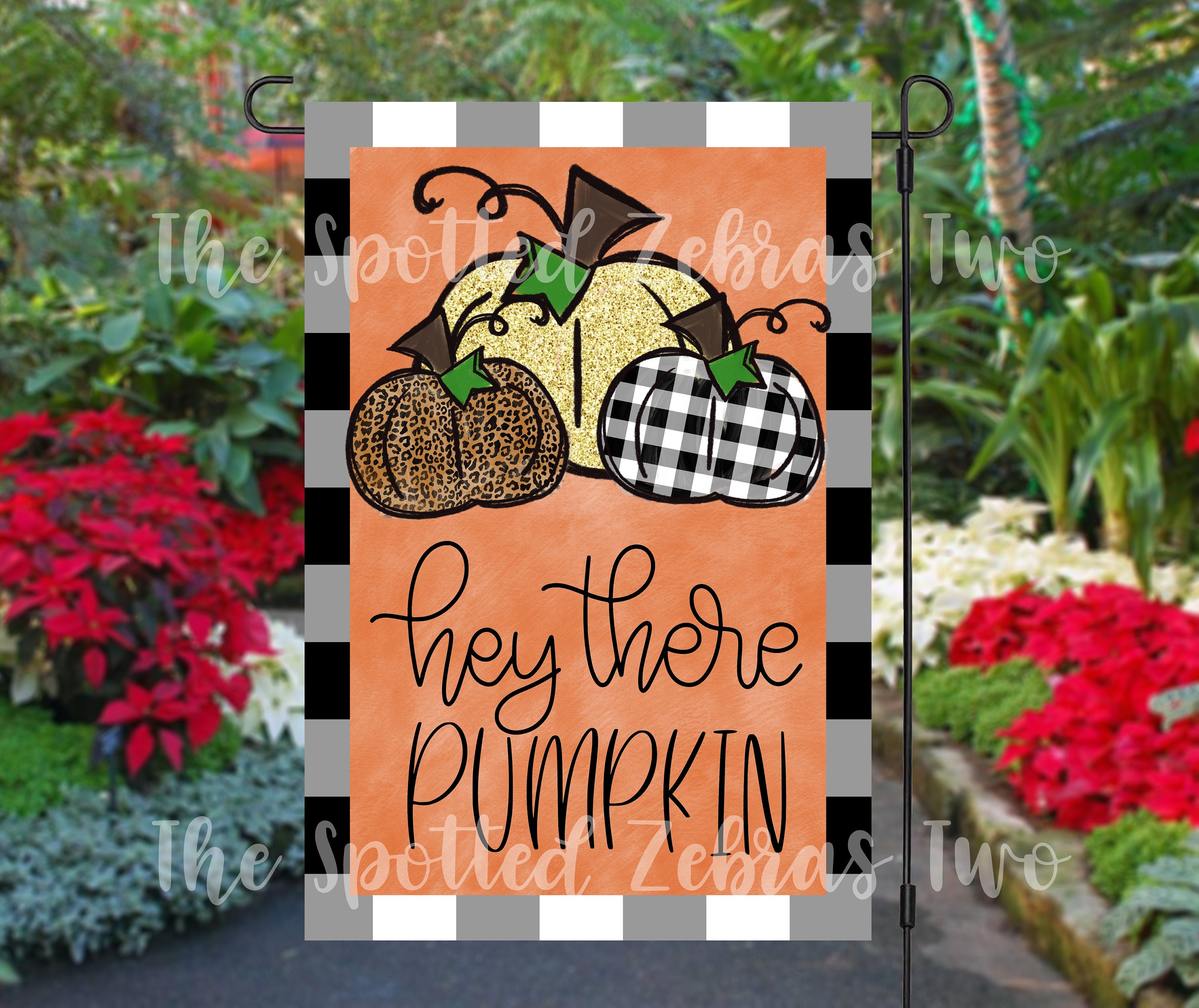 Sublimation Garden Flag Design Template | Digital Template  Garden Flag | Pumpkin | Flag Design for Download | Fall | Hey there Pumpkin