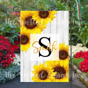 Sunflower Garden Flag Design | Sublimation Garden Flag | Garden Flag Template | Flag Design for Download | Sunflowers and Wood | Farmhouse