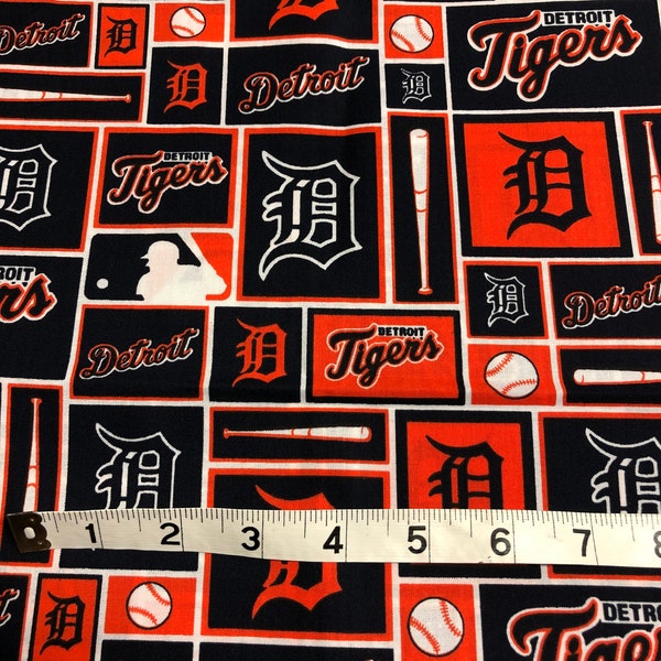 Detroit Tigers cotton fabric - ships in 1 day