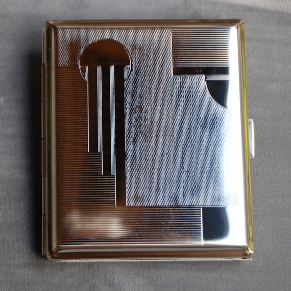art deco silver cigarette case German Art Deco Cigarette/card Case and Hard Wallet