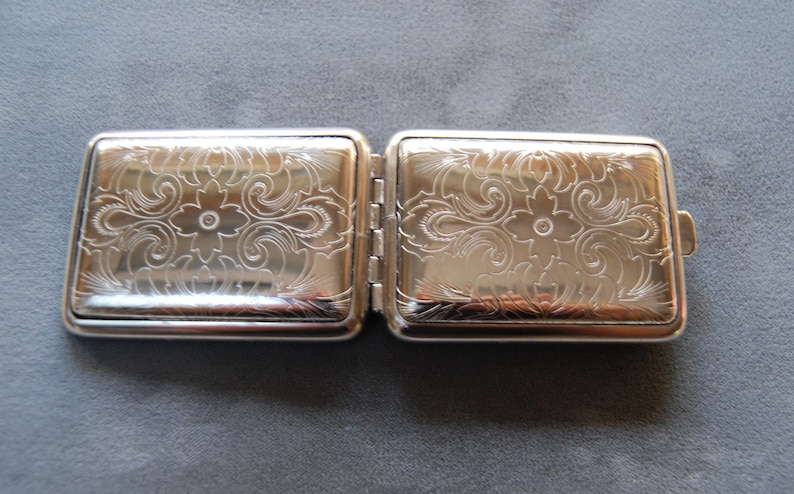 German Silver small florentine pocket pill case image 2