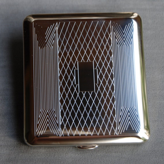 german silver cigarette case Nickel Case- Art Deco Made in Germany Nickle Plated