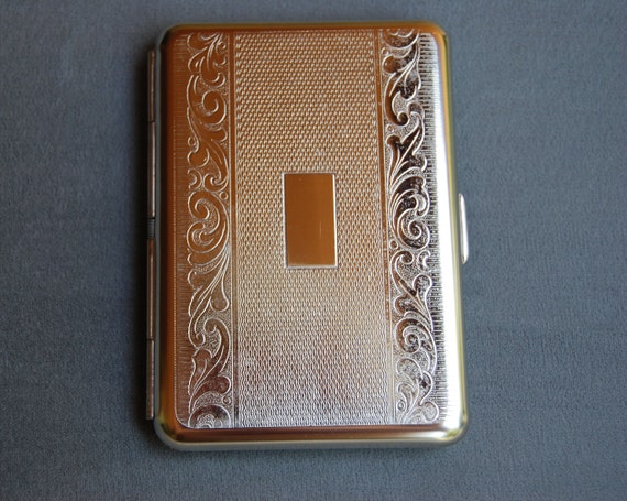 single sided cigarette case Unisex Premium PU Leather Stainless Steel Box, One-Hand Operate Cigarette Pocket Holder Case : Health & Household Metal Single Side Cigarette Holder