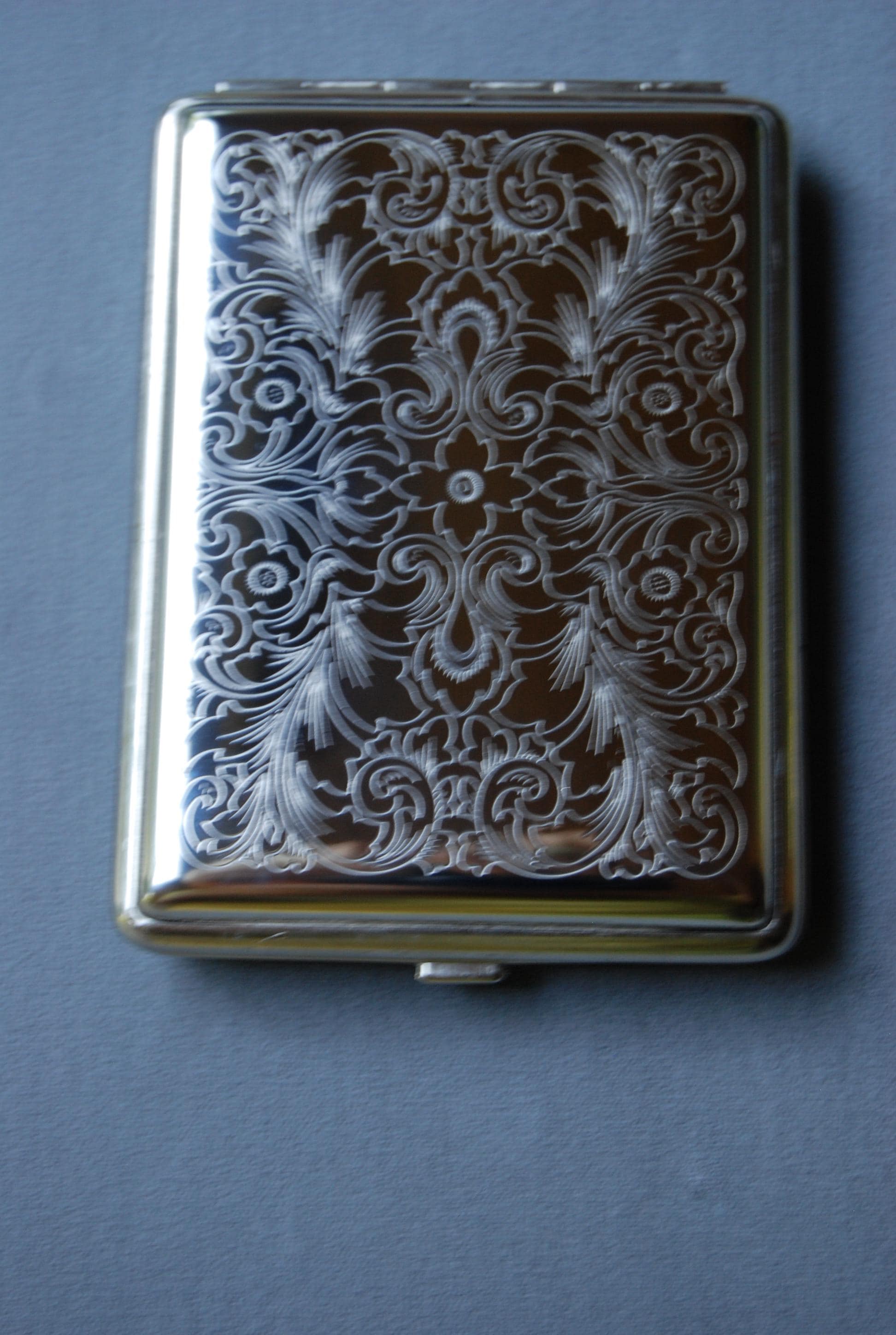hansaware germany cigarette case 100mm German Silver Florentine Doubled Sided Cigarette/card Hansaware Products - Hansaware