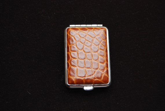 Pill case Brown embossed Croc - image 2