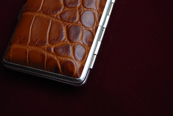 Pill case Brown embossed Croc - image 5
