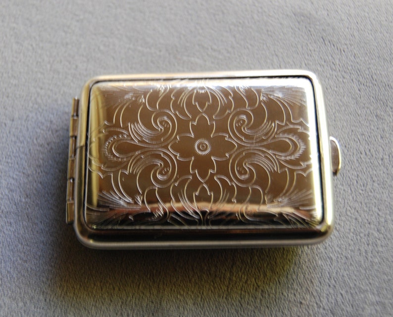 German Silver small florentine pocket pill case image 1