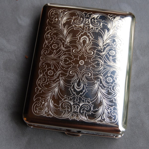 100mm German Silver Florentine  doubled sided cigarette/card case