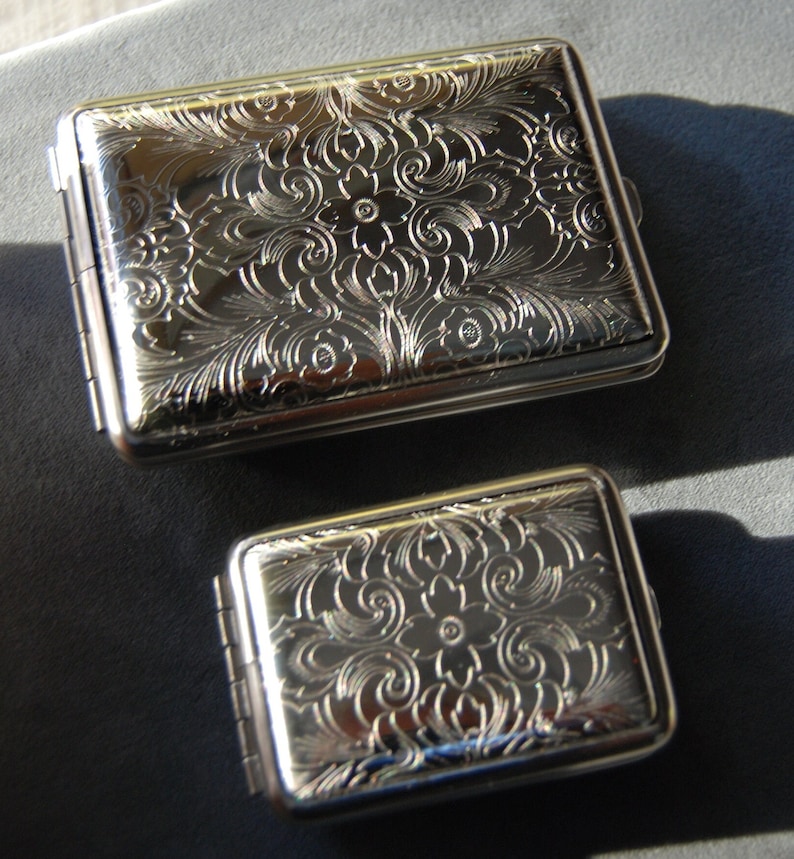 German Silver small florentine pocket pill case image 7