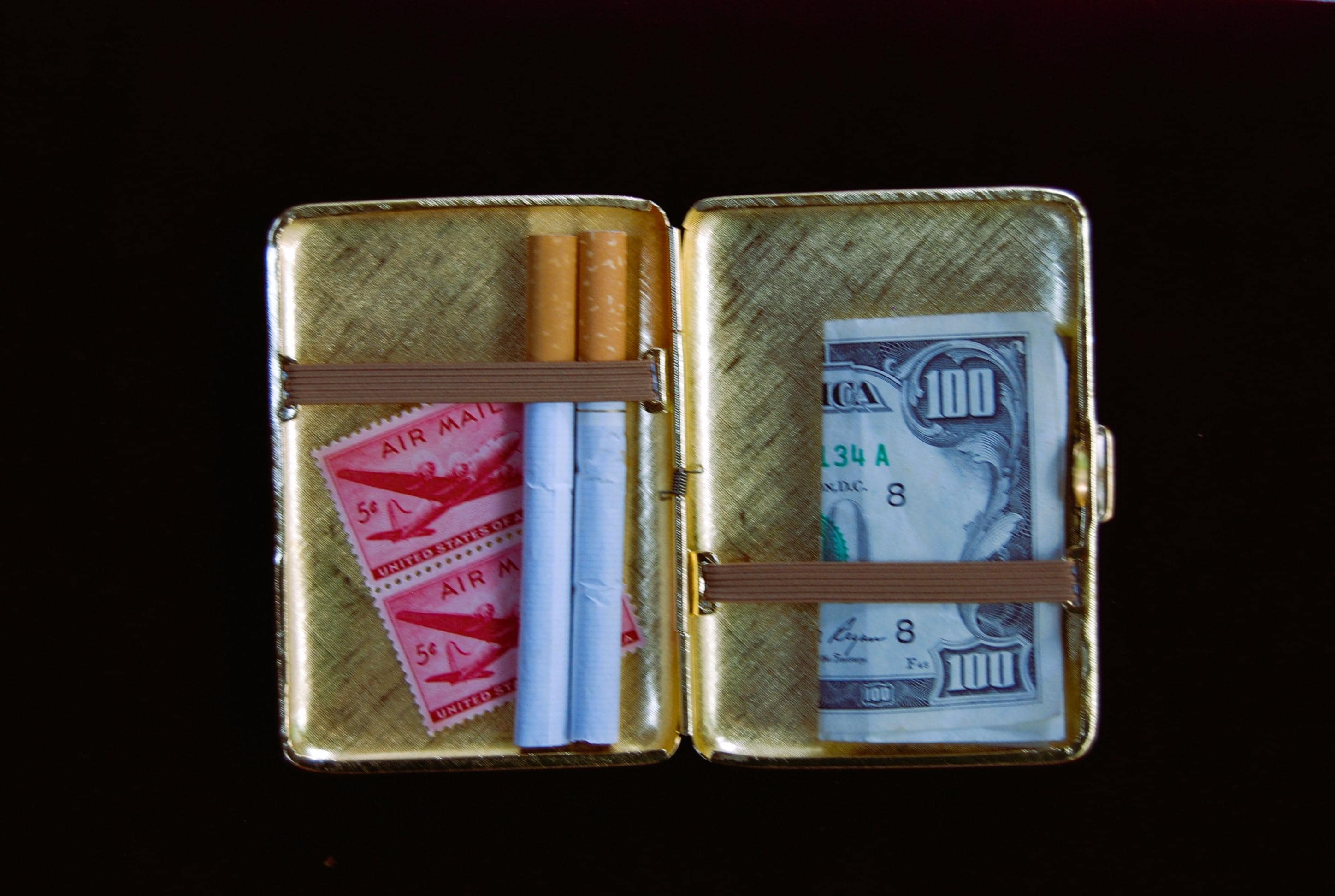 Etched Brass Cigarette Case 845/B #20 Satin Etched Finish