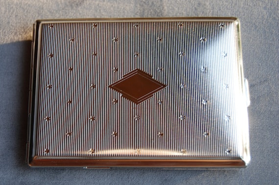 Vintage German Cigarette Pocket Case - 100MM - Diamond Deco