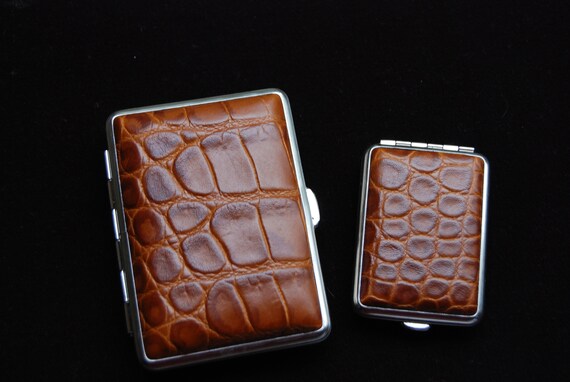 Pill case Brown embossed Croc - image 6