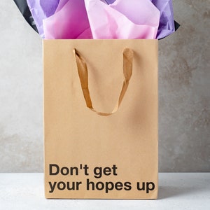 Don't Get Your Hopes Up , Funny Gift Bag perfect for gag gifts, , office gifts, , mothers day fathers day