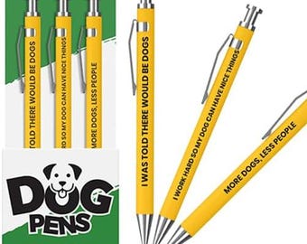 Funny Dog People Pens - 3PCS Retractable Sarcastic Ballpoint Pens, Black Ink - Office Gag Gift