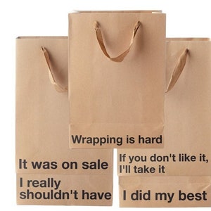 5 Piece Gift Bag Set, Funny gift bag set, gag gifts, white elephant, holidays gift wrap Office gift christmas, Secret Santa